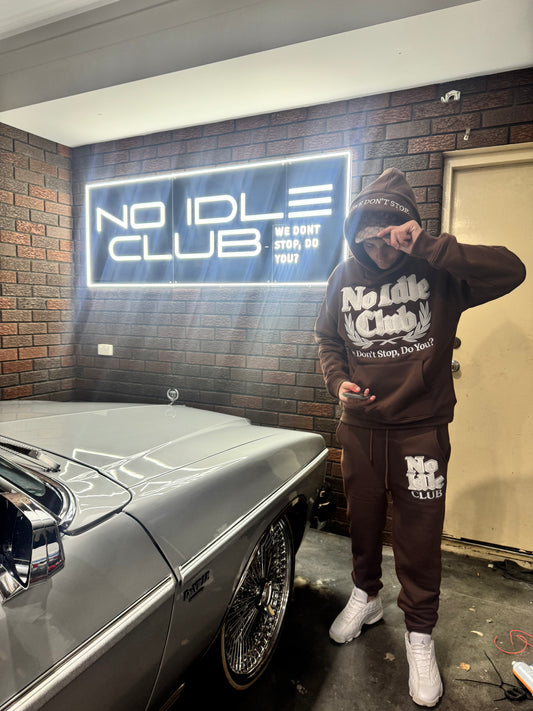 The Qualifying Set Mocha/White Track pants