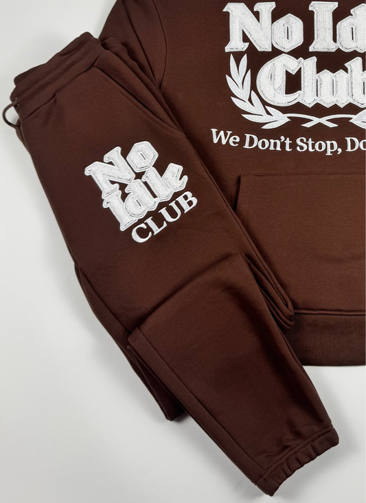 The Qualifying Set Mocha/White Track pants